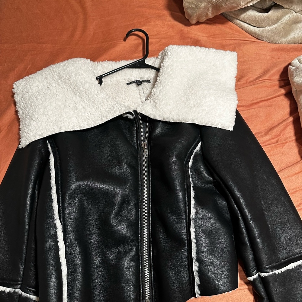 Elegant Black and White Teddy Jacket